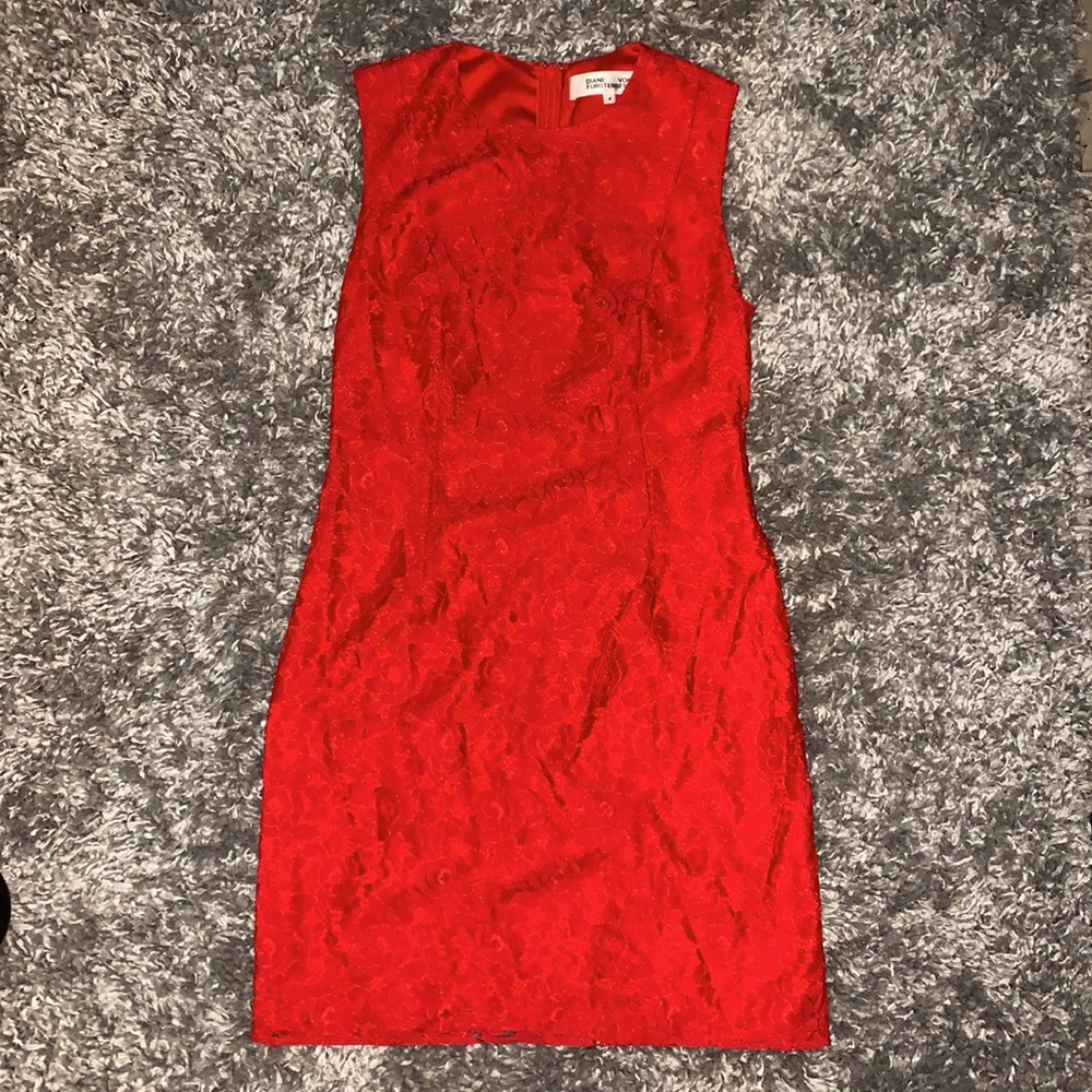 Beautiful red floral lace overlay dress! - Picture 2 of 10